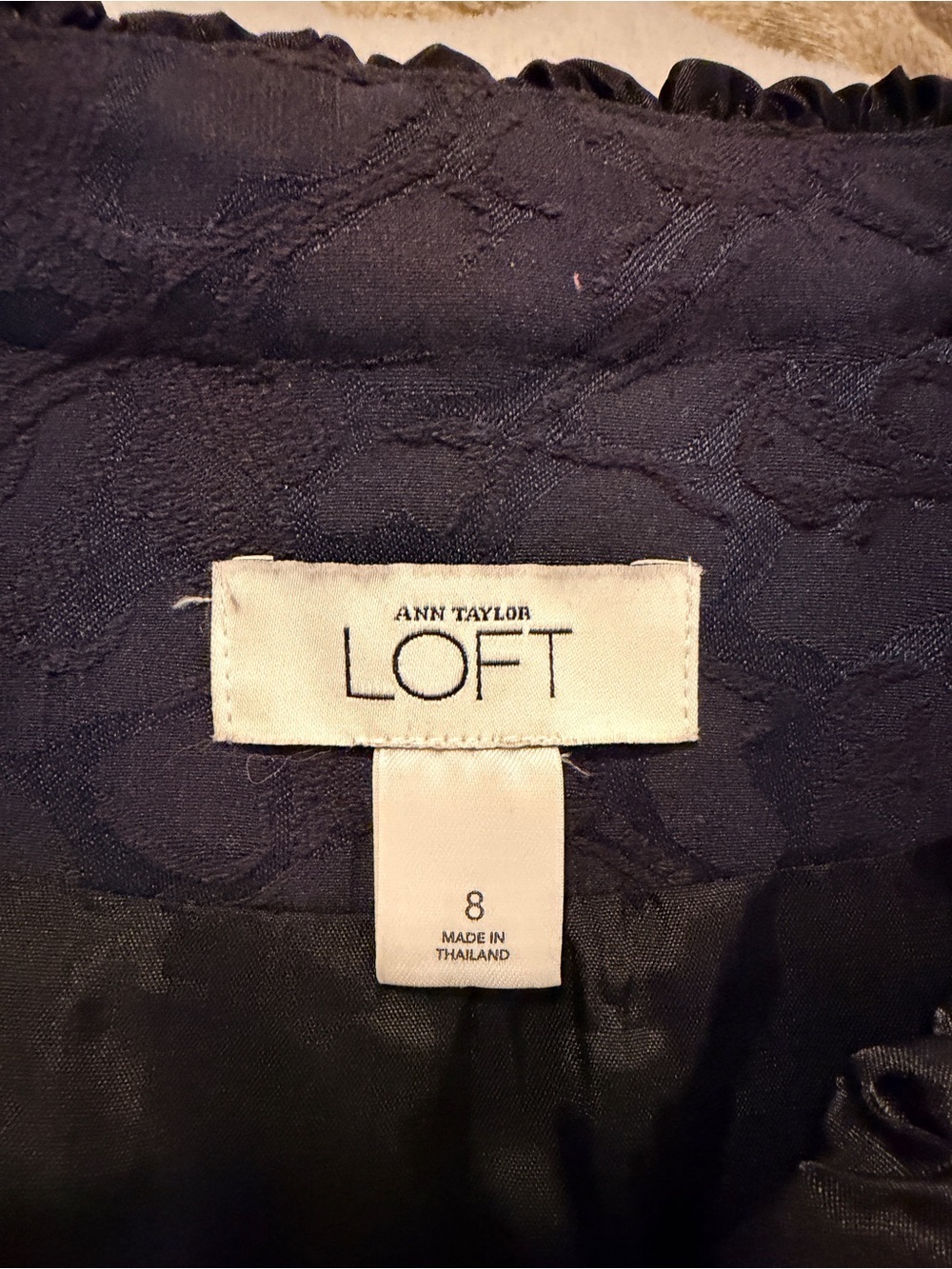 LOFT Navy Ruffle-Trim Tie-Front Jacket - Picture 3 of 7